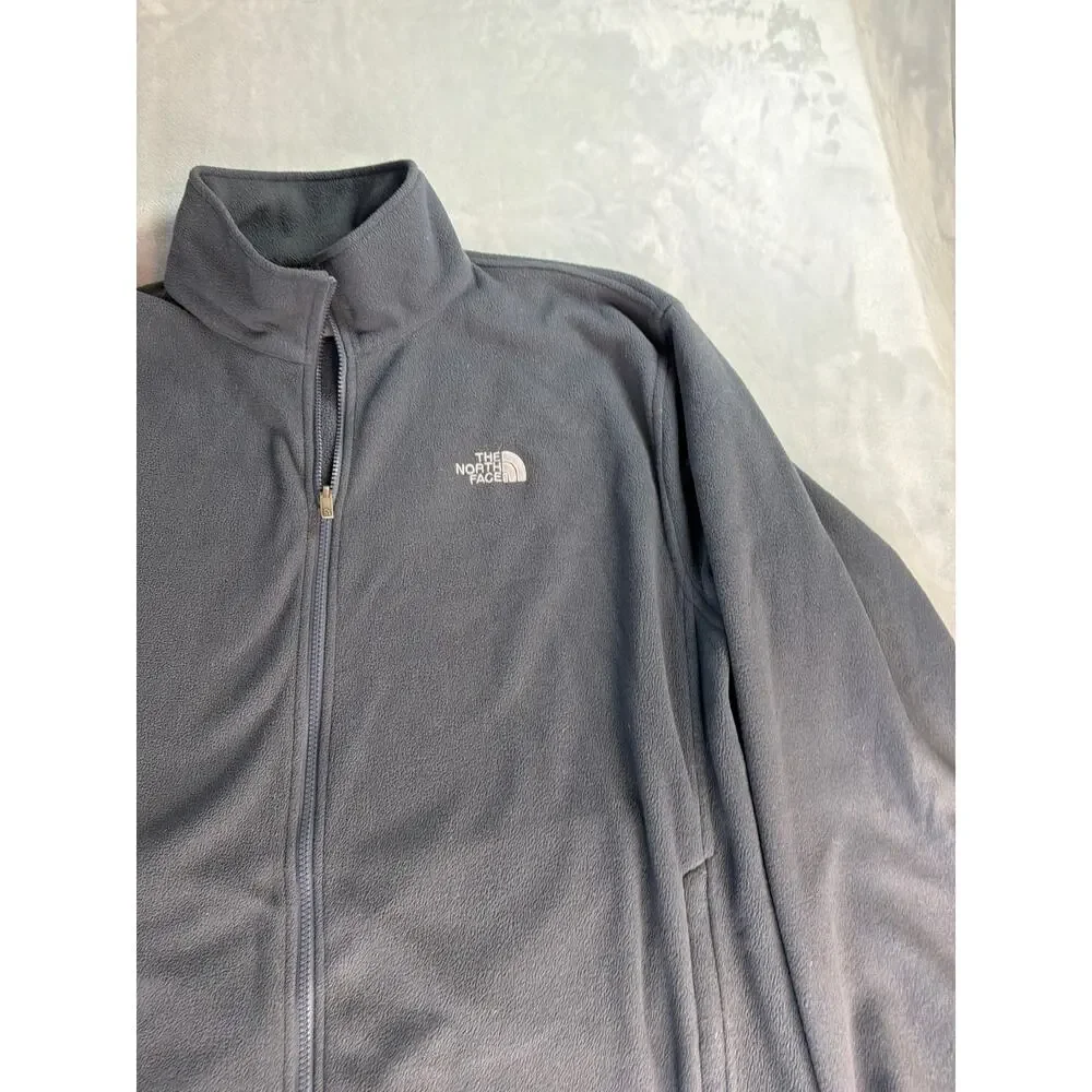 The North Face Jacket Mens XXL Grey Grid Fleece Full Zip Smoked Pearl